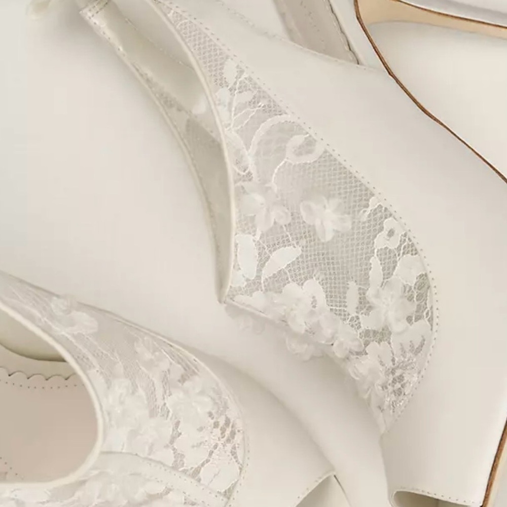 Elegant Ivory Peep-Toe Bridal Heels - Picture 2 of 12